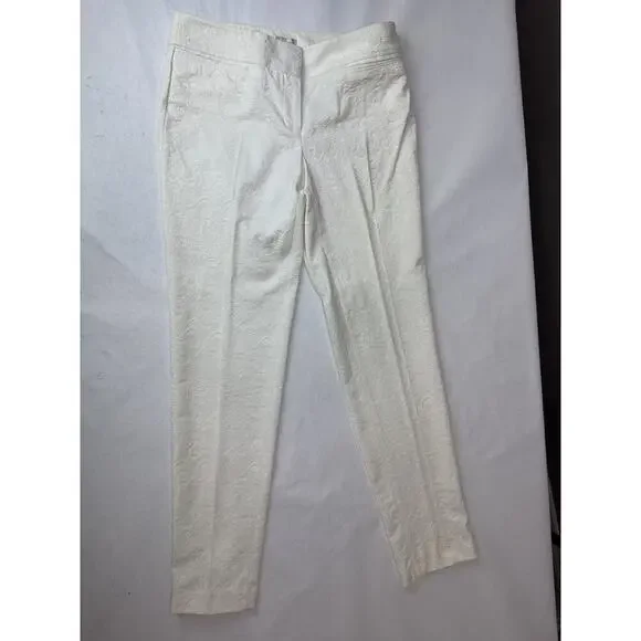 Y2k 2010 Cache Brocade Jacquard Floral Pantsuit Set Cream Zipper Blazer 0 Pant 4